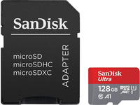 SanDisk Ultra + Adapter microSDXC-Karte 128 GB A1 Application Performance Class,