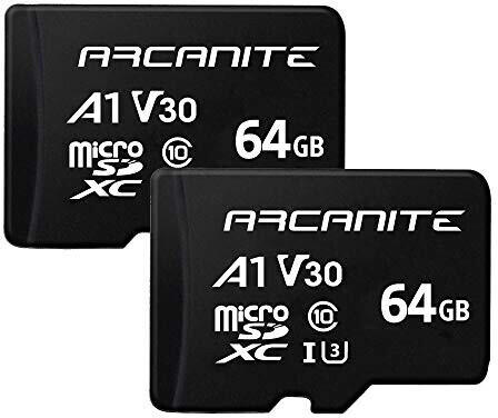 Arcanite microSDXC A1 UHS-I, U3, V30, 4K, C10 64GB (2x)
