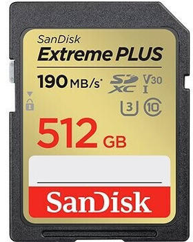 SanDisk Extreme Plus SDXC 190 MB/s UHS-I V30 512GB