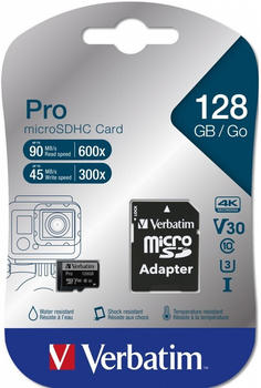 Verbatim Pro microSDHC U3 UHS-I V30 128GB