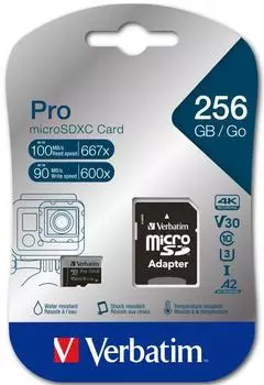 Verbatim Pro microSDHC U3 UHS-I V30 256GB