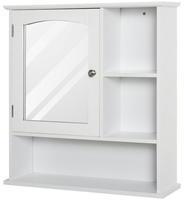 Homcom Badezimmerschrank mit Spiegeltür weiß 60 x 18 x 63 cm (BxTxH) Spiegelschrank Badschrank Hängeschrank Bademöbel