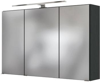 Held M&Ouml;BEL Badezimmerspiegelschrank Livorno 3D-Spiegelschrank 100 Inklusive LED-Beleuchtung grau