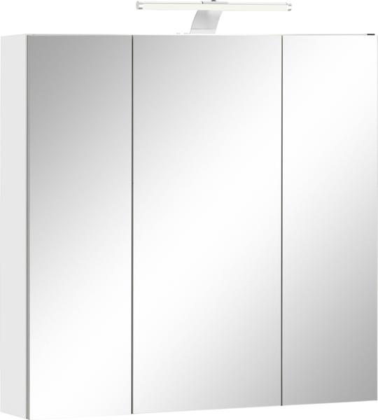 Schildmeyer Spiegelschrank Lagona Breite 70 cm, 3-türig, LED-Beleuchtung, Schalter-/Steckdosenbox, Glaseinlegeböden, Made in Germany weiß