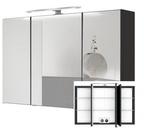 Lomadox 3d-spiegelschrank 100cm in graphit mit LED-Aufbauleuchte, B/H/T ca. 100/64-69/20 cm