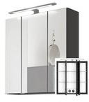 Lomadox Spiegelschrank APIA-03 3D-60cm in graphit mit LED-Aufbauleuchte, B/H/T ca. 60/64-69/20 cm