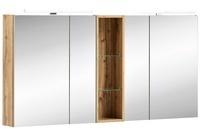 Lomadox LED-Spiegelschrank mit Regal in Eiche Landhaus DABO-04 inkl. Beleuchtung, B/H/T: 141,6/71-75/16 cm