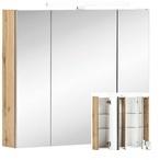 Lomado spiegelschrank 80cm in eiche-landhaus dabo-04 mit led-beleuchtung b/h/t: 80/71-75/16 cm