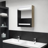 vidaXL LED-Bad-Spiegelschrank Eichenoptik 50x14x60 cm