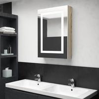 vidaXL LED-Bad-Spiegelschrank Weiß und Eiche-Optik 50x13x70 cm