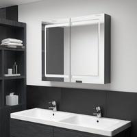 vidaXL LED-Bad-Spiegelschrank Glänzendes Grau 80x12x68 cm