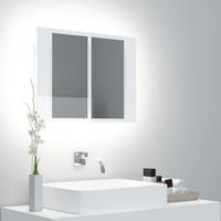 vidaXL LED-Bad-Spiegelschrank Hochglanz-Weiß 60x12x45 cm