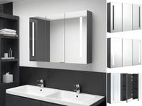 vidaXL LED-Spiegelschrank f&uuml;rs Bad 89x14x62 cm Grau
