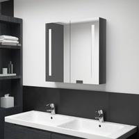 vidaXL LED-Bad-Spiegelschrank Glänzendes Grau 62x14x60 cm