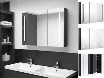 vidaXL LED-Bad-Spiegelschrank 89x14x62 cm Gl&auml;nzendes Schwarz