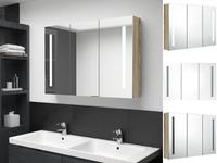 vidaXL LED-Bad-Spiegelschrank 89x14x62 cm Eichen-Optik