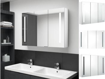 vidaXL LED-Bad-Spiegelschrank 89x14x62 cm Glänzendes Weiß