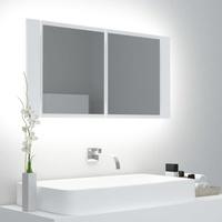vidaXL LED-Bad-Spiegelschrank Weiß 90x12x45 cm