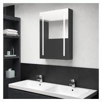 vidaXL LED-Bad-Spiegelschrank Glänzendes Schwarz 62x14x60 cm