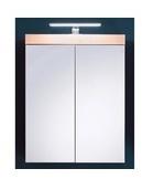 Lomadox Spiegelschrank mit 2 Türen inkl. Beleuchtung in Asteiche Nb., B/H/T: ca. 60/77/17 cm braun