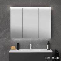 Evineo ineo7 Spiegelschrank mit Beleuchtung, mit 3 Türen, BEA015MI