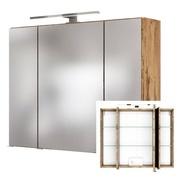 Lomado 3d spiegelschrank 80 cm in wotaneiche nb. lauria-03 inkl. led beleuchtung bxhxt: ca. 80x64x20 cm - braun