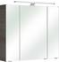PELIPAL Spiegelschrank Quickset Breite 80 cm, 3-türig, LED-Beleuchtung, Schalter-/Steckdosenbox, Türdämpfer grau
