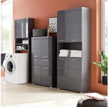 Lomadox Badschrank set ALTENA-19, (Spar-Set, 3-St., 3-tlg), in Grau Hochglanz, B/H/T: ca. 239/190/31 cm