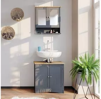 Vicco 2er Badmöbel Set Bianco Spiegelschrank Waschtischunterschrank Badschrank Badezimmermöbel Set im Landhausstil