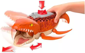 Fisher-Price Jurassic World: Die Wiedergeburt Wasserjäger Schnapp-Mosasaurus (JFR23) – Altersgerechter Spielspaß für junge Dinosaurier-Fans