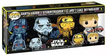 Funko Pop! Star Wars: Darth Vader/Stormtrooper/C-3PO/Luke Skywalker 4 Pack