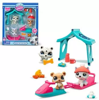 Bandai Littlest Pet Shop Snow Day 3 Animals and Accessories