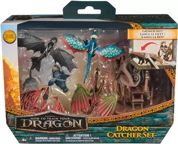 Spin Master Drachenzähmen leicht gemacht Drachenjäger-Set, 5 Figuren und Abschuss-Katapult