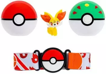 Pokémon Clip N Go Gürtel-Set Fennekin, 5cm-Figur mit Pokéball & Freundesball (PKW4742)