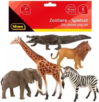 Idena 40388 - Spielfiguren Set, 5 Zootiere aus Kunststoff