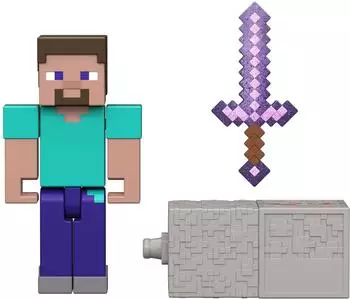 Mattel Minecraft Steve Actionfigur und Zubeh&ouml;r 8,3 cm JJR85