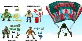 Playmates TMNT Classic Sewer Heroes 4er-Pack Fallschirm Actionfiguren
