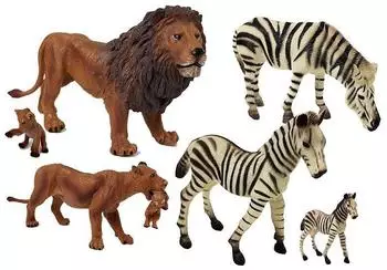 Lean Toys Wildtier-Figurenset Afrika, 7-tlg., handbemalt, Hartgummi