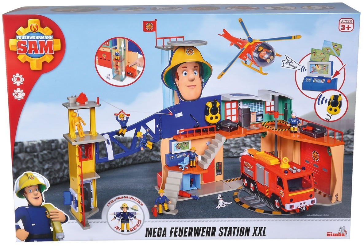 Simba Feuerwehrmann Sam Feuerwehrstation Aufklappen mit Figur Spielzeug NEU 