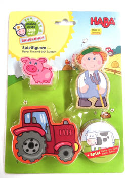 HABA Meine erste Spielwelt Bauernhof - Spielfiguren Bauer Tim und sein Traktor (5586)