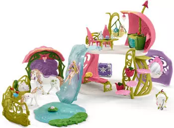 Schleich Glitzerndes Bl&uuml;tenhaus mit Einh&ouml;rnern, See und Stall (42445)