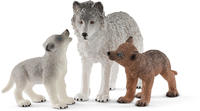 schleich 42472 - Wild Life, Wolfsmutter mit Welpen, Waldtiere