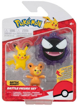 Jazwares Pokémon Battle Figure Set - Teddirusa, Pikachu, Nebulak (PKW2347)