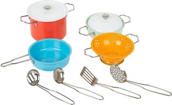 Small Foot Design Kochgeschirr-Set mit Zubehör aus Metall, 8-teilig, für Kinder ab 3 Jahren, mehrfarbig (11751)