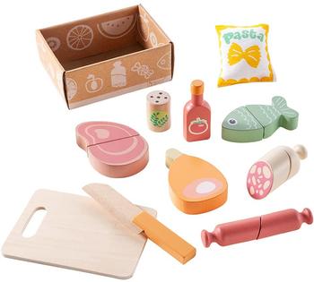Howa Spiellebensmittel Schlemmerbox, (11-tlg), Schneideset aus Holz für Kaufladen oder Kinderküche