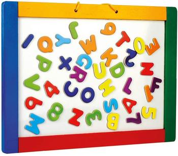 Bino world of toys Bino & Mertens 83651 magnetische Hängetafel mit bunten Buchstaben, Spielzeug für Kinder ab 3 Jahre, Kinderspielzeug (Magnettafel zum Beschriften, Schieferseite, Hängeschlaufe & magnetische Buchstaben), Mehrfarbig