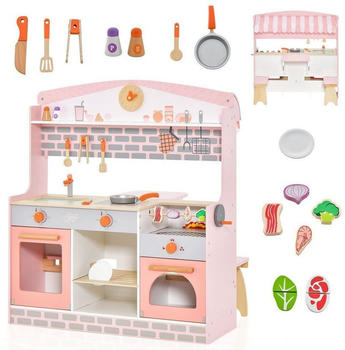 Costway Spielküche doppelseitige Kinderküche aus Holz (TM10067)