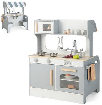 Costway Spielküche 2 in 1 aus Holz grau (FB32214SD)