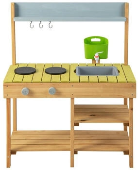 Costway Matschküche mit Wasserfunktion, Haken & abnehmbarem Regal natur