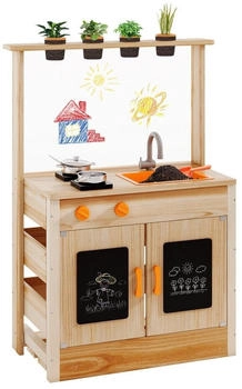 Costway Kinder Mud Kitchen mit Pflanzentöpfen, Kochgeschirr & Herden